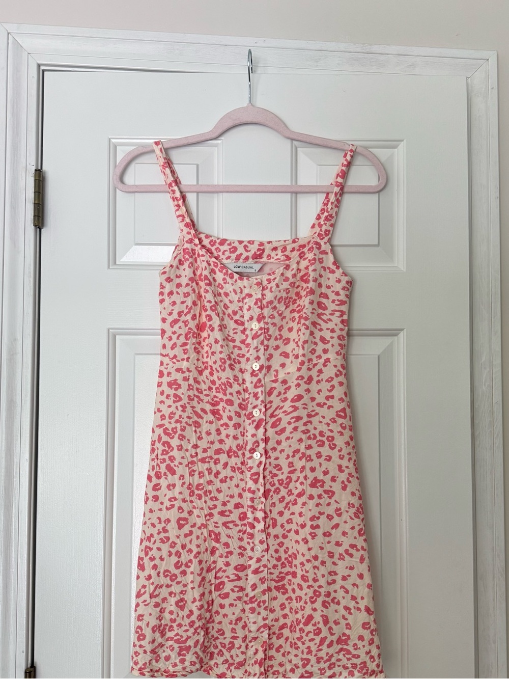 Local European Pink Cream Leopard-Print Mini Dress